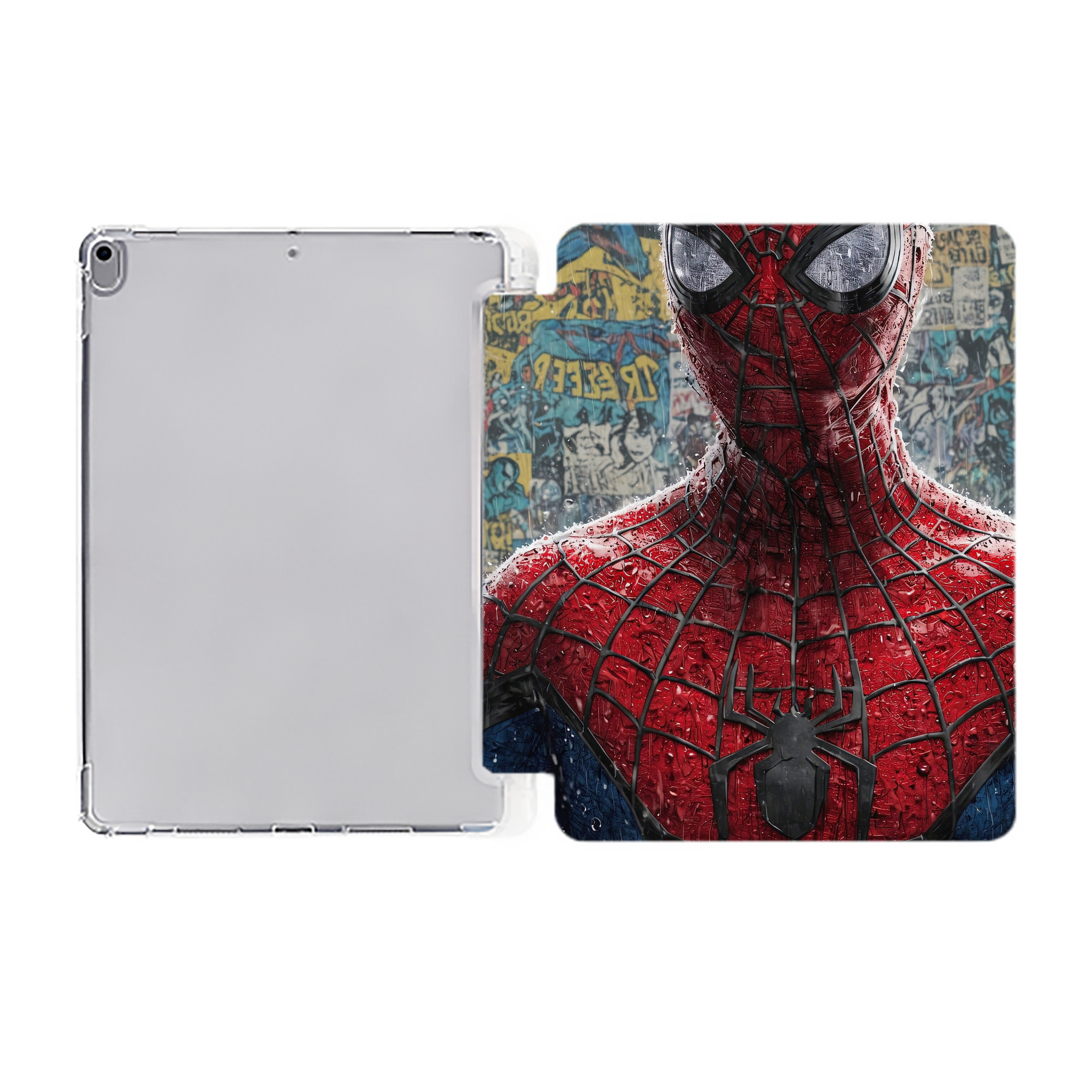 （画像用） Spider Man スパイダーマン IPad ケース ペン収納付き 三つ折りスタンド PUレザー×シリコン 対応機種9.5/10.5/10.9インチ